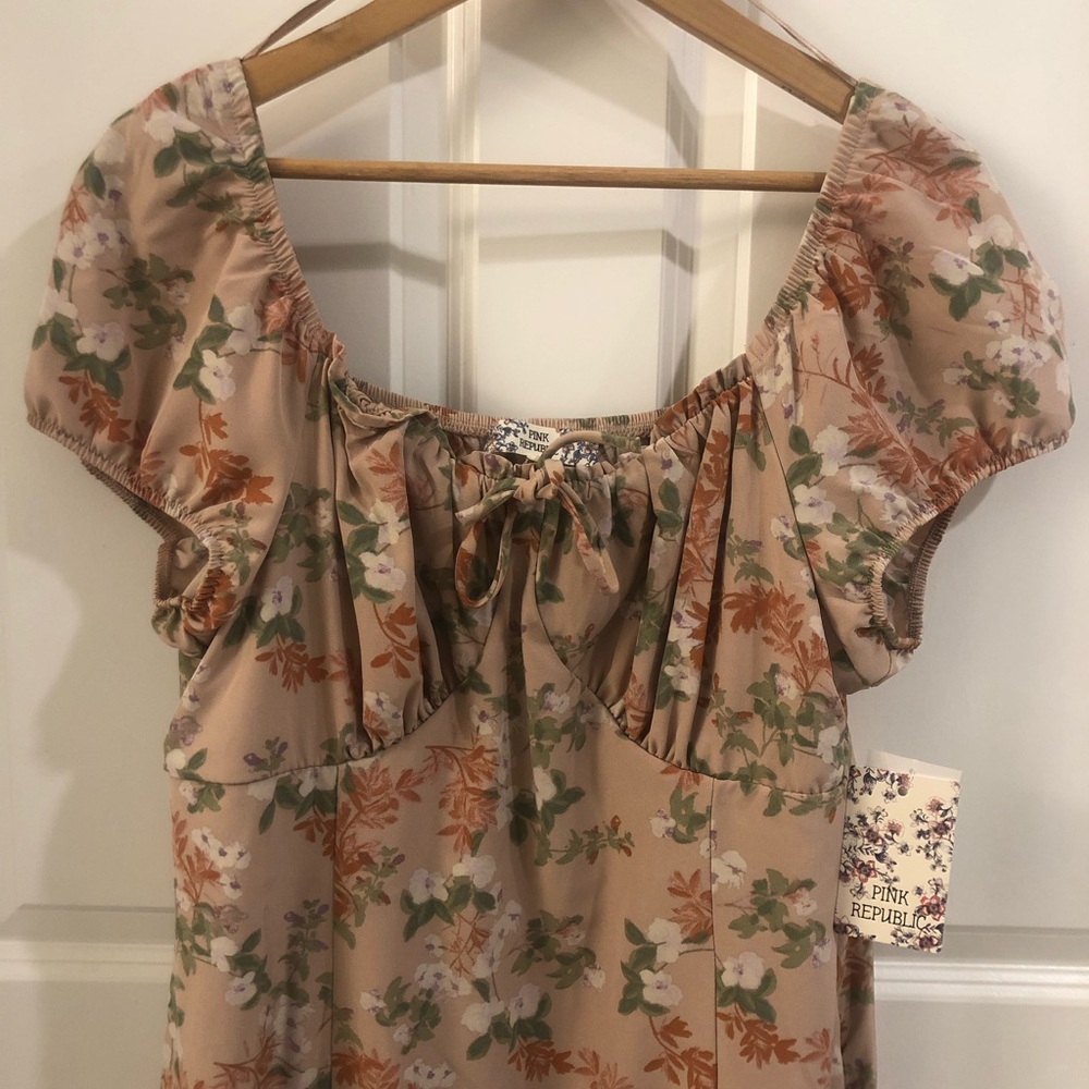 Pink Republic Pink Floral Dress with Puff Cap Sleeves - Picture 6 of 15